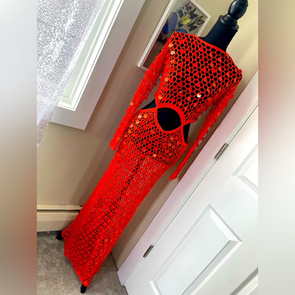 Vitamin C & D Orange Crochet Cover Up